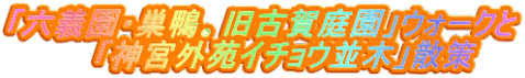「六義園・巣鴨。旧古賀庭園」ウォークと 　　「神宮外苑イチョウ並木」散策